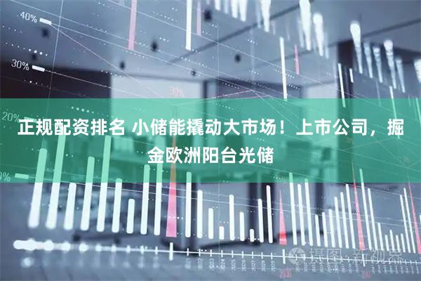 正规配资排名 小储能撬动大市场！上市公司，掘金欧洲阳台光储